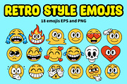 Vector 18 Retro Style Emojis, a Decorative Illustration by Andres M Rodriguez (Thumbnail 1 of 3)