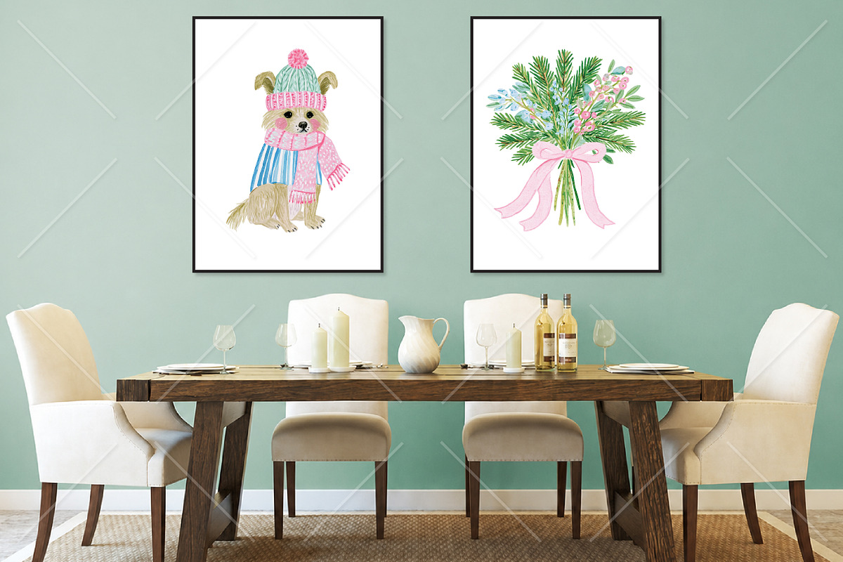 Watercolor Christmas Clipart Bundle, a Seasonal Illustration by Canvas Craft (Photo 7 of 10)