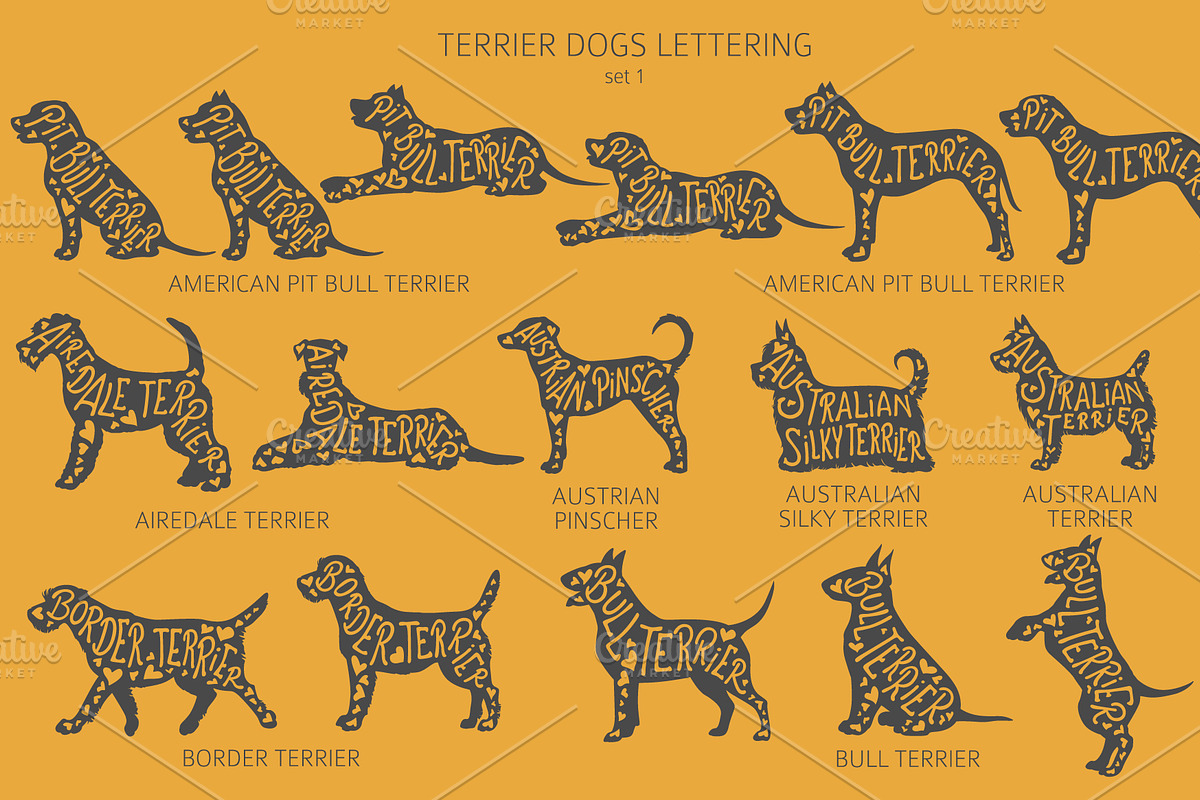 Terrier dogs Silhouettes, an Animal Illustration by pet design shop (Photo 2 of 13)