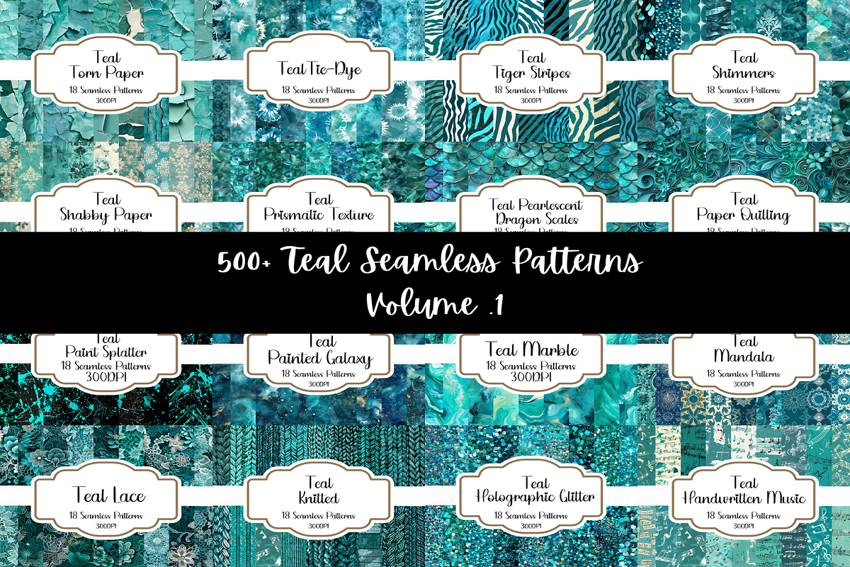 500 Teal Seamless Patterns Bundle, a Pattern Graphic by ...