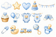 Baby Shower Boy Clipart, an Animal Illustration by Villa 11 Estudio (Thumbnail 4 of 11)