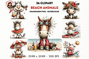 Beach Animals Watercolor Clipart Set, an Animal Illustration by Nicolle's Colorful Art (Thumbnail 10 of 10)
