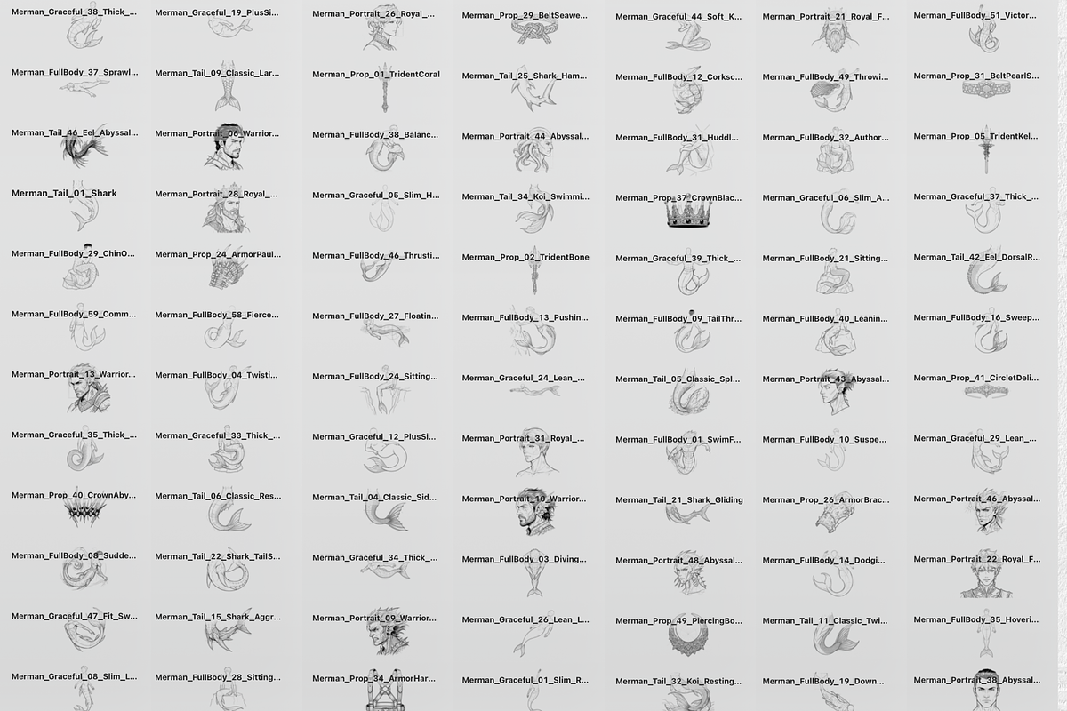 Merman Maker Procreate Stamps Set, a Brush Add-On by Selentaori Studio (Photo 3 of 12)