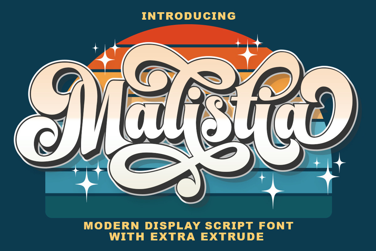 Malistia - Retro Font & Extrude., a Script Font by IM Studio (Photo 1 of 7)