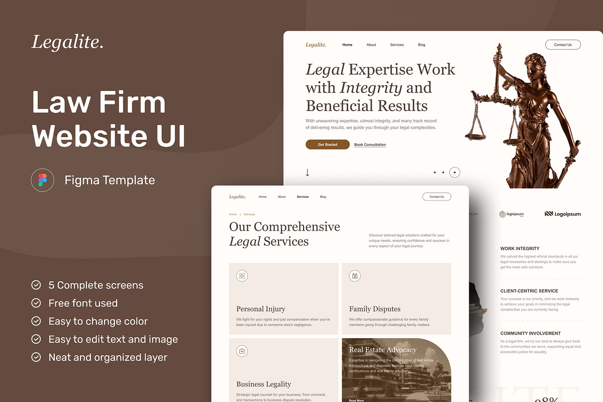 LegaLite - Law Firm Website, an UI Kit Template by peterdraw (Photo 1 of 5)