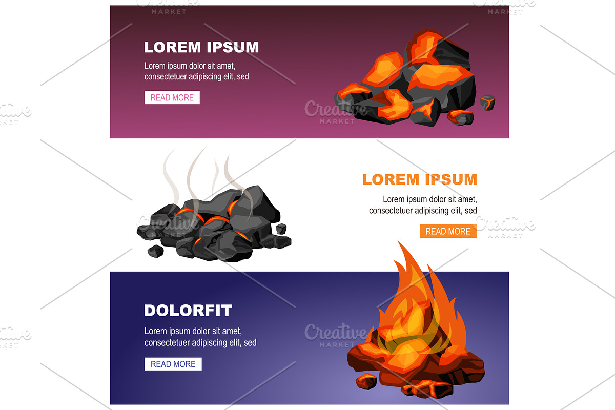 burning embers banner. smoldering, an Illustration by Multigon