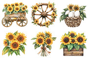 Sunflower Farm Clipart, a Seasonal Illustration by CitraGraphics (Thumbnail 5 of 7)