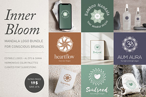 Mindful Mandala Logo Pack Canva & AI