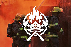 Firefighter Helmet Crossed Axes Logo, a Branding & Logo Template by Atlantis X Nurman Arbai