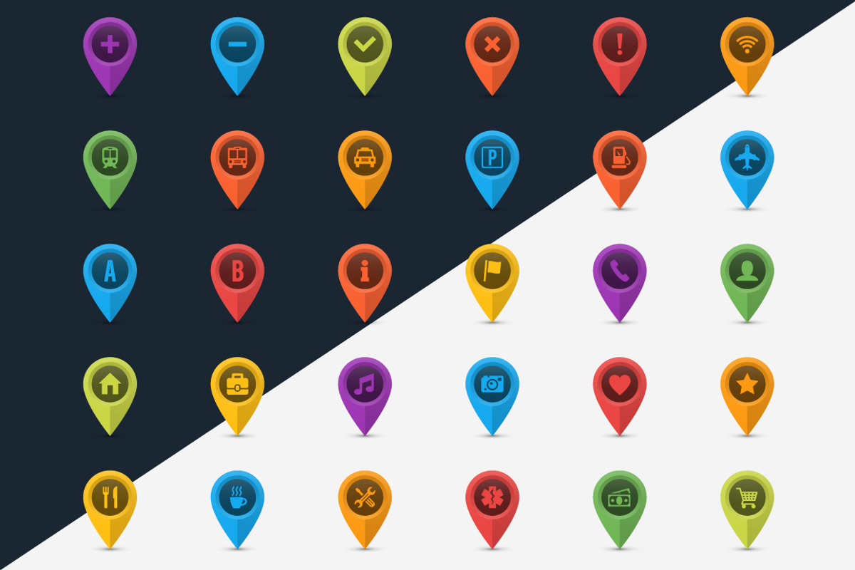 Map Location Pins Colorful Icons, an Icon by Creative Ink (Photo 2 of 4)