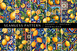 10 Bold Lemons Seamless Patterns