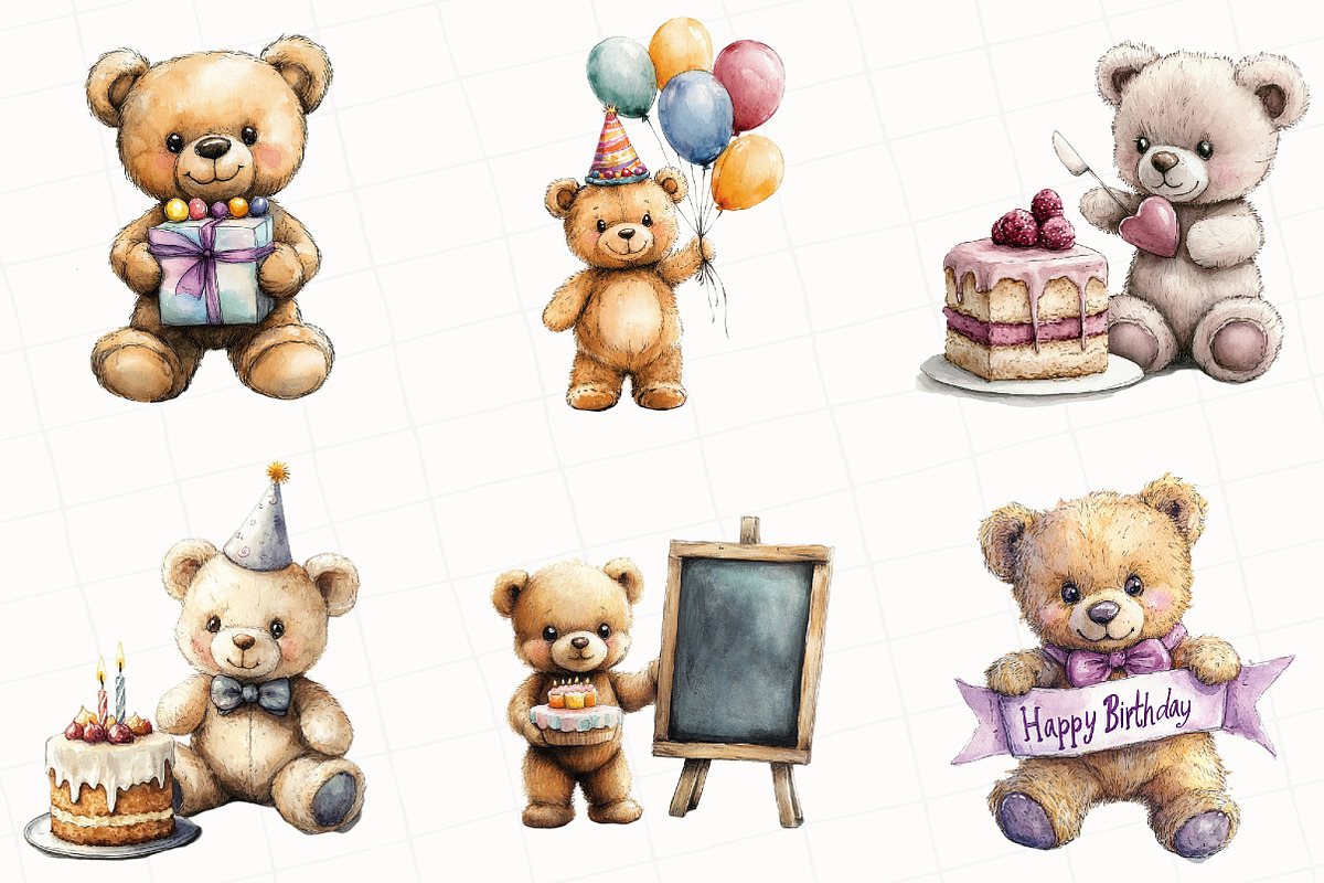 Birthday Teddy Bear Clipart, an Illustration by OK Design (Photo 4 of 5)
