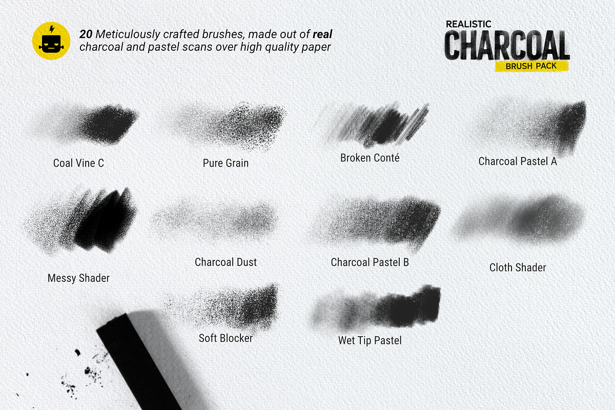 Realistic Charcoal Procreate Brushes preview 3
