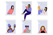 Women in Windows Illustrated Set, an Illustration by Milota (Thumbnail 2 of 3)