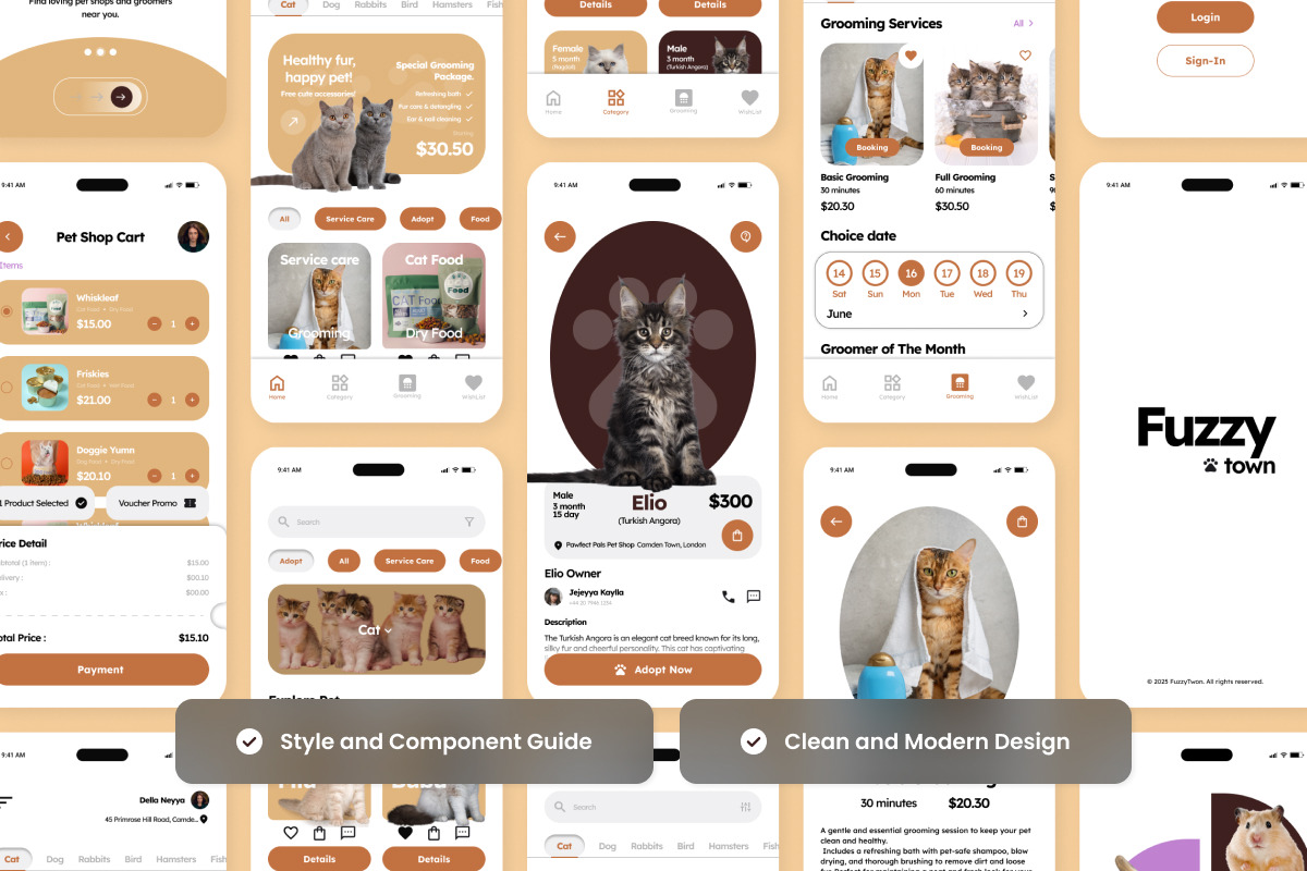 Fuzzy Twon – Pet Grooming App Design, an App Template by twinstd (Photo 3 of 5)