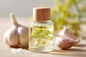 Garlic and dill with green oil and sea salt, a Health & Medical Photo by AlyaAnd