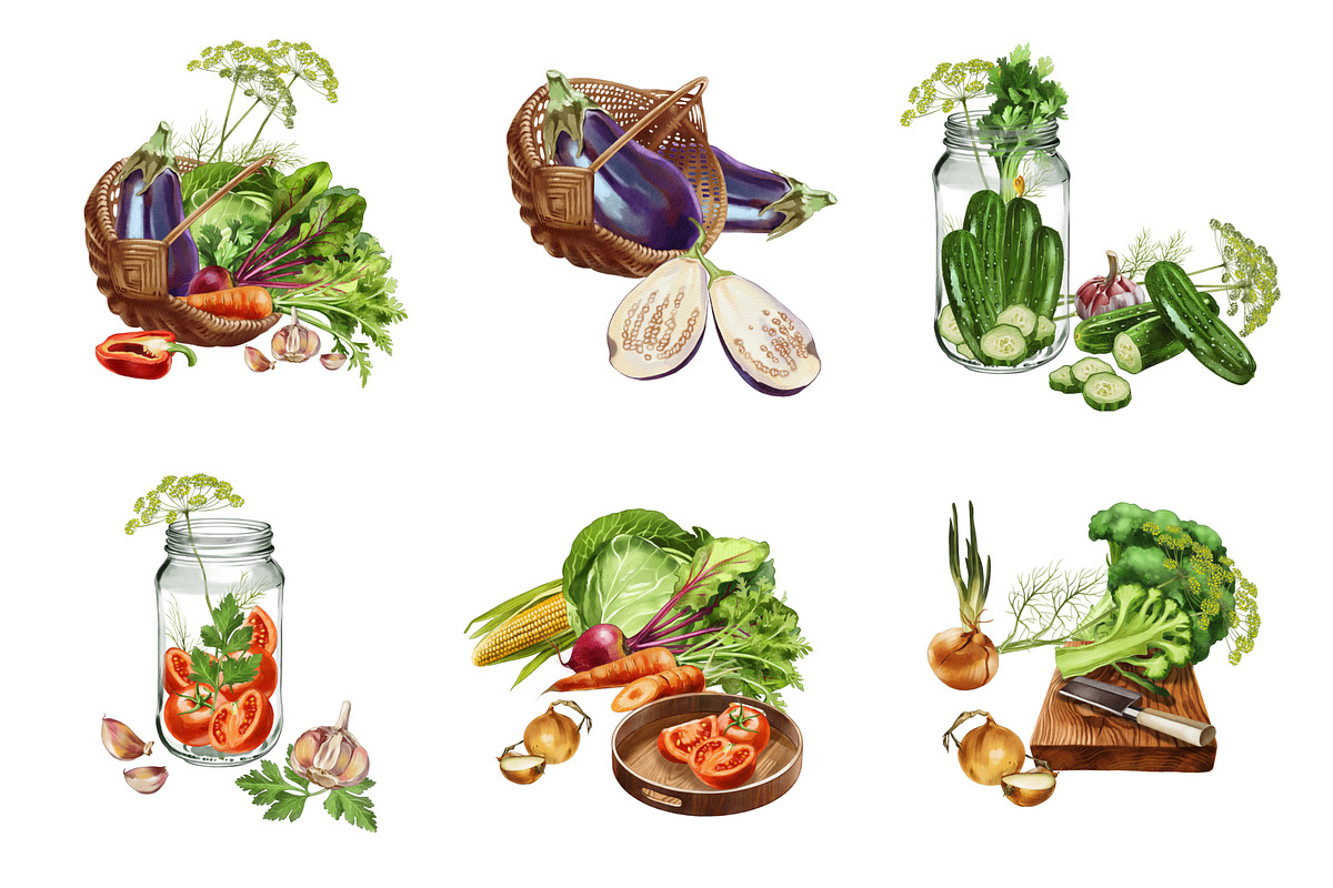 Vegetable Clipart Set, a Food Illustration by IrynaPanashii (Photo 4 of 12)