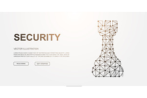 Polygonal wireframe rook chess piece, a Technology Illustration by GraphiShop