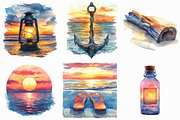 Watercolor Sea Sunset Clipart, an Illustration by Craft Nest (Thumbnail 5 of 6)