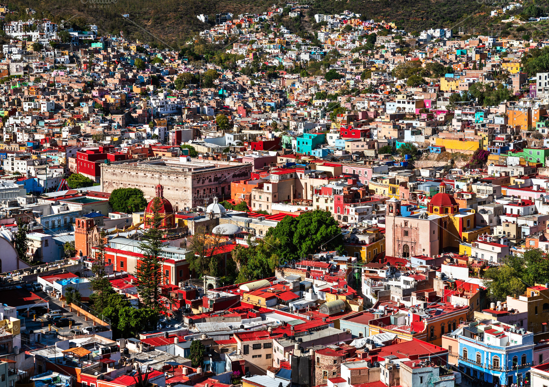 Aerial cityscape of Guanajuato town in Mexico, an Architecture Photo by Leonid Andronov