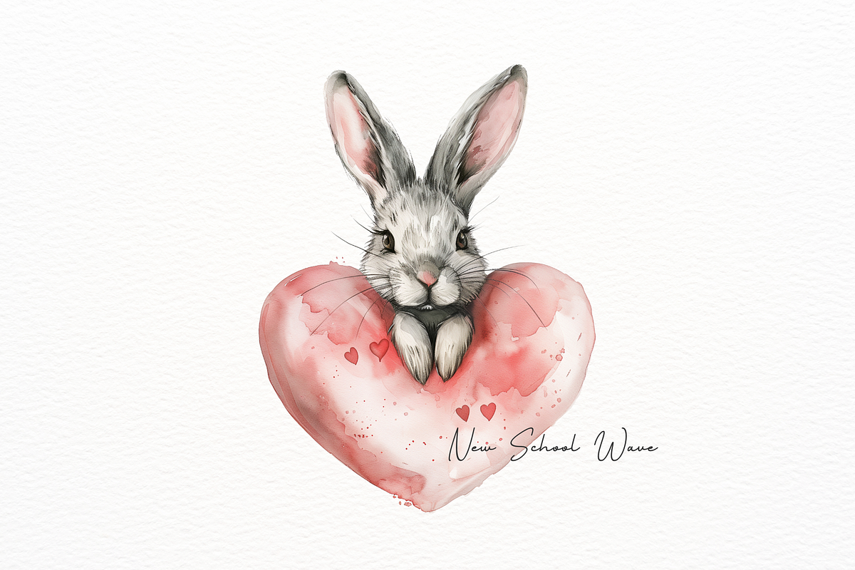 Vintage Rabbit With Heart Clipart, an Animal Illustration by New-School-Wave (Photo 3 of 5)