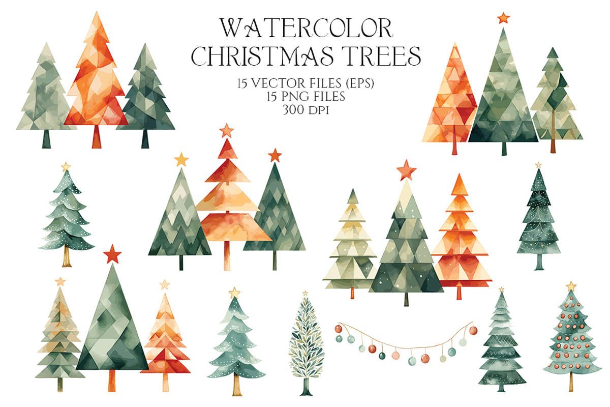 Watercolor Christmas pine trees, an Object Graphic by Evgeniia (Photo 2 of 3)