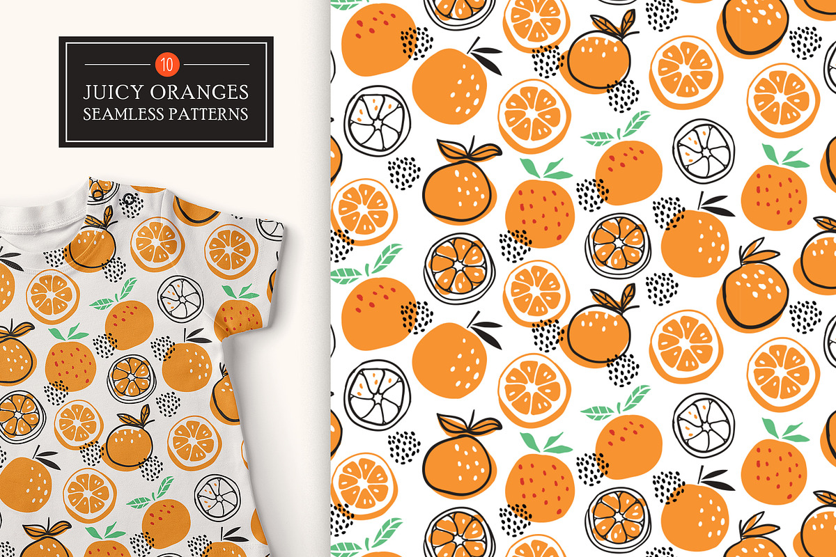 10 Oranges patterns + posters & more, a Pattern Graphic by I Draw ...