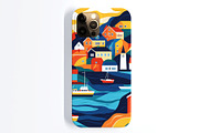 Coastal Town Illustration, a Decorative Illustration by Housui Patterns (Thumbnail 8 of 9)