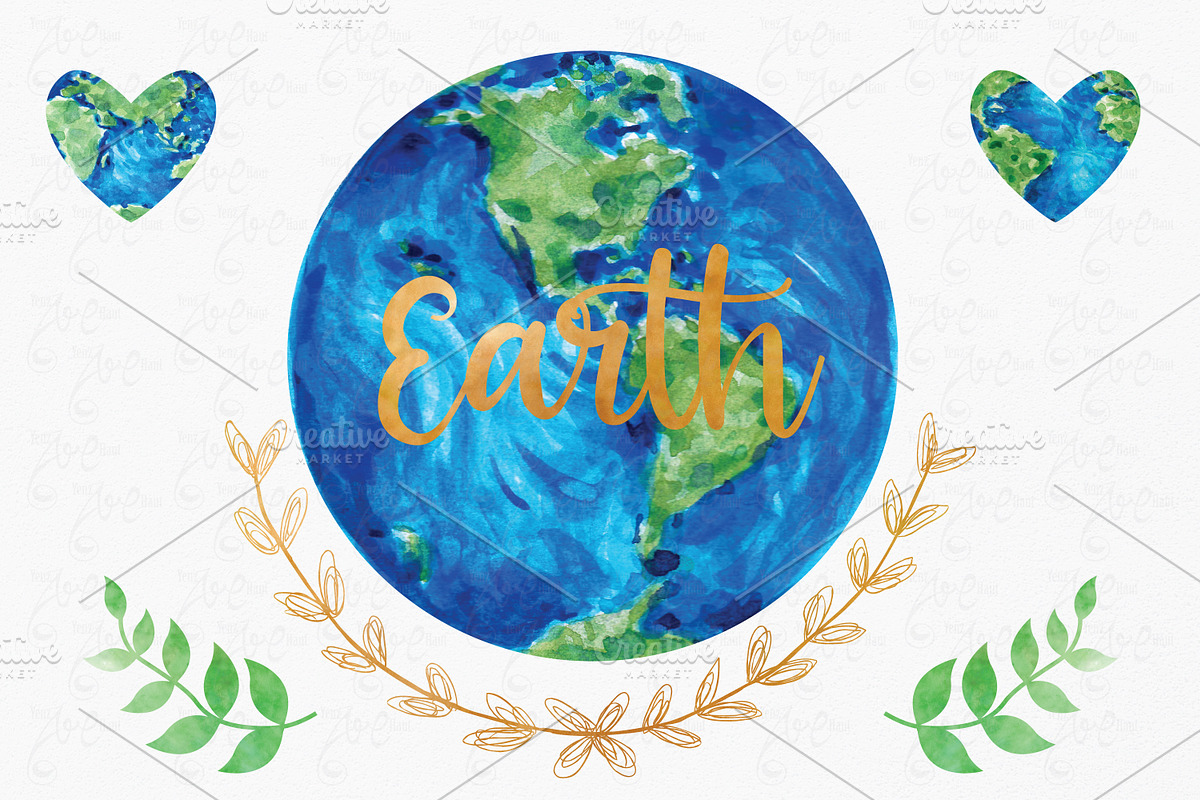 Watercolor Earth Collection Set, an Illustration by YenzArtHaut (Photo 2 of 2)