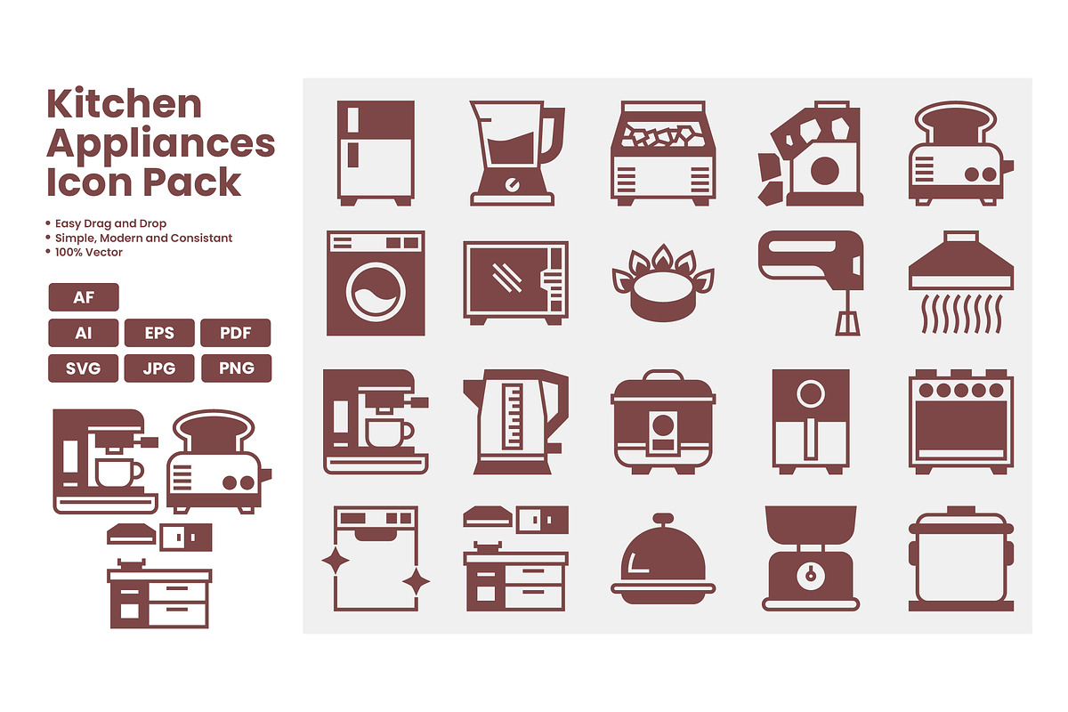 Kitchen Appliance Icons, an Outline Icon by erifqizeicon (Photo 3 of 3)