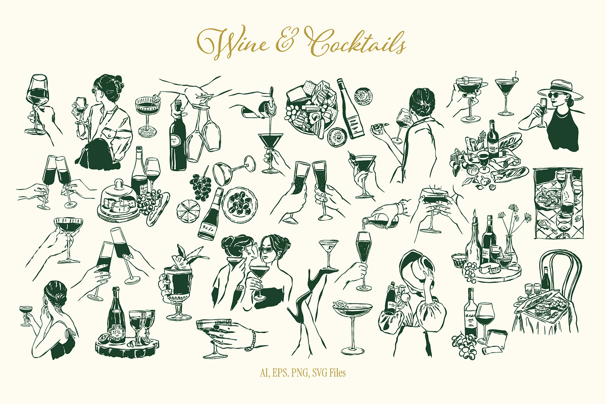 Cocktails and wine 130 illustrations, a Food Illustration by DesignThatMatters (Photo 9 of 12)