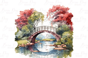 Watercolor Bridge Clipart Bundle