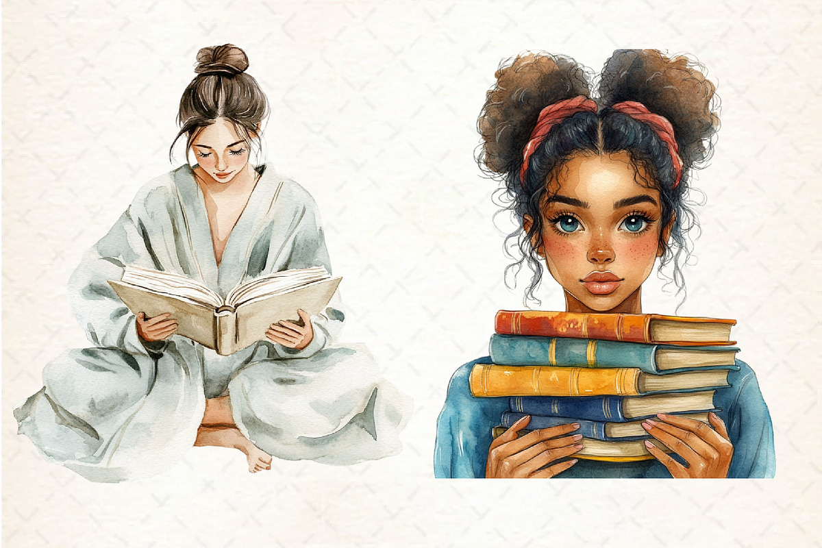 Book Lover Clipart, an Illustration by Libby Wishes (Photo 3 of 5)