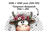 Highland Cow Birthday Animal Clipart, a Graphic by one-touch (Thumbnail 7 of 17)
