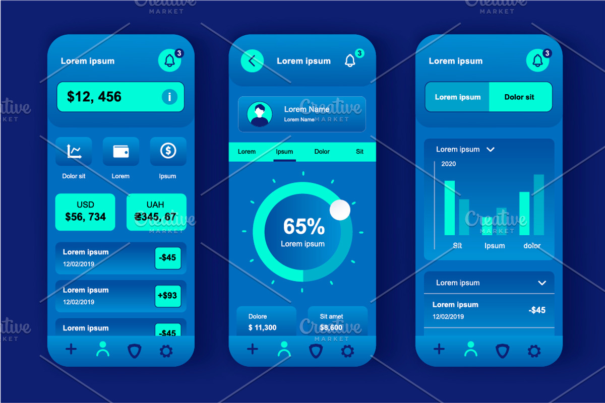 Unique Mobile App UI Kit, an App Template by alexdndz (Photo 8 of 36)