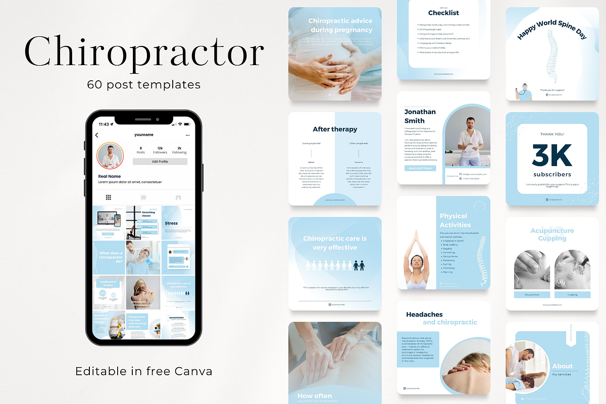 60 Chiropractor Posts, a Social Media Template by PatternLab. (Photo 1 of 7)