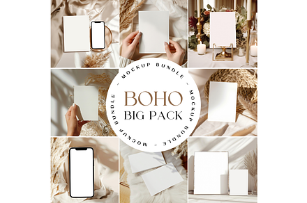 50 Boho Mockup Bundle Neutral Tones, a Product Mockup by TatiMockup