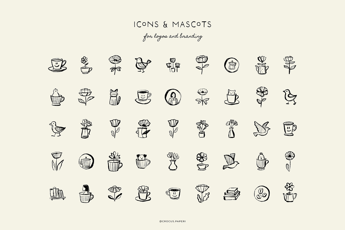 CAFÉ & COFFEE line art illustrations, a Food Illustration by Crocus Paperi (Photo 6 of 8)