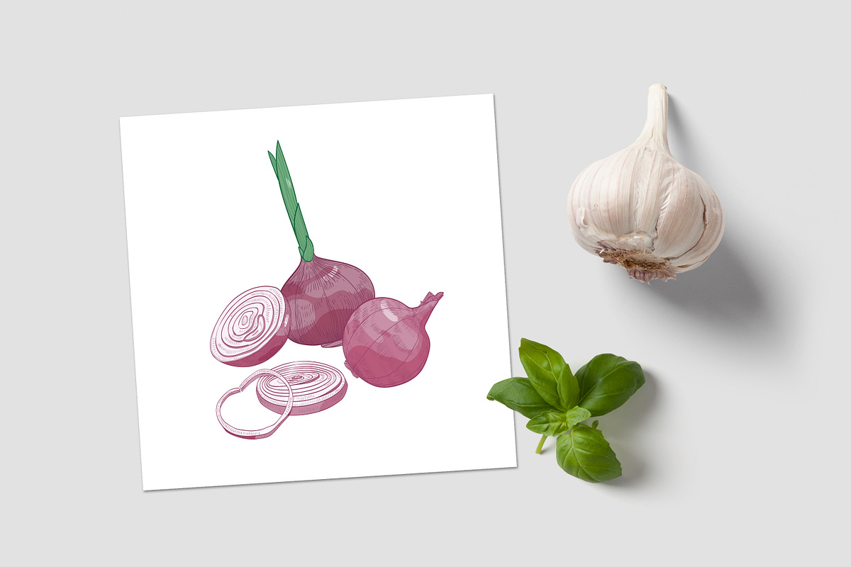 Onion set and seamless pattern, a Food Illustration by Good Studio (Photo 7 of 7)