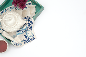 Tea Teapot Feminine Flat Lay Photo