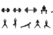 Fitness Workout Silhouette Icon Set, an Illustration by musafir_fashion (Thumbnail 25 of 51)