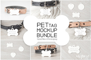 Bone Pet Tag PSD Mockup Bundle