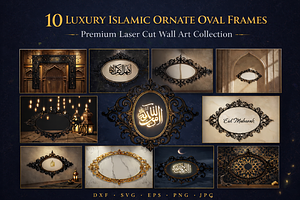 Ornate Oval Frame Laser Bundle, an Illustration by Gaye Art
