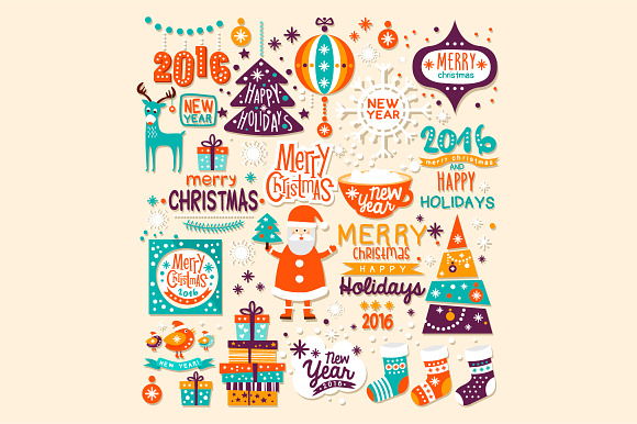 Christmas Set Of Labels Emblems