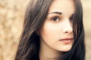 Portrait of a sensual brunette stock photo containing girl and female