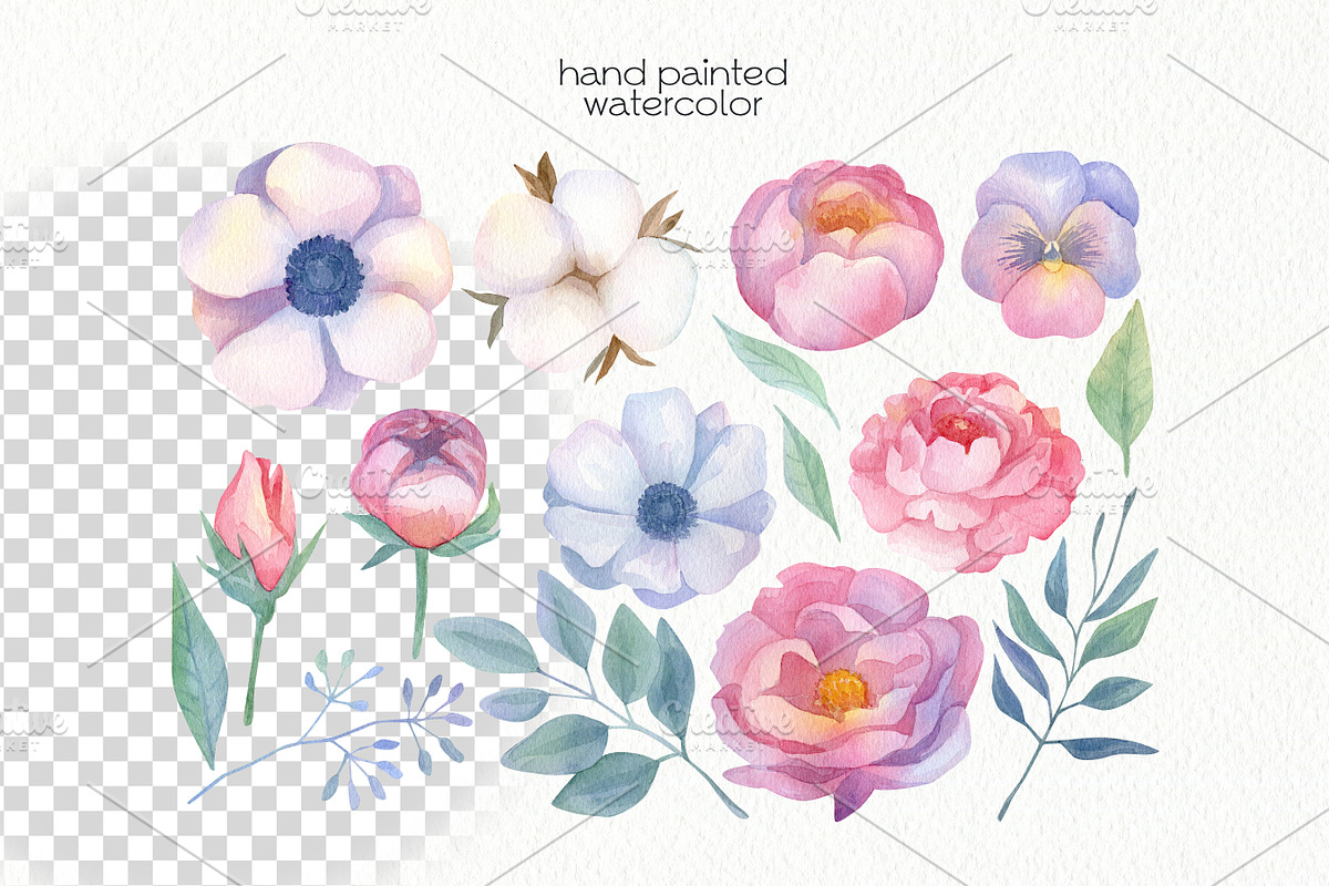 Watercolor Blooming Clipart, an Illustration by OllyKo Art (Photo 3 of 8)