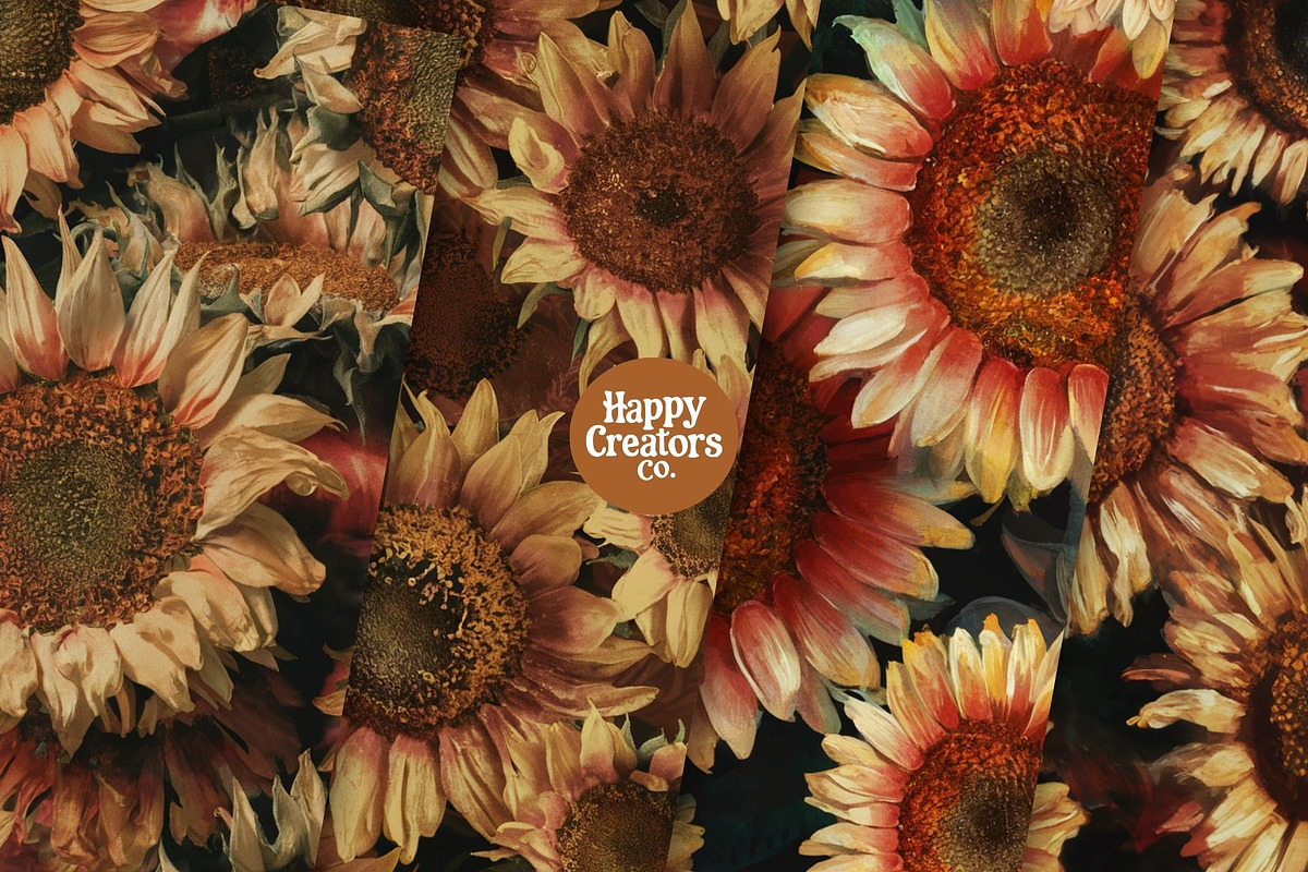 Sunflowers Melange Digital Papers #1, a Pattern Graphic by Happy Creators Co. (Photo 3 of 7)