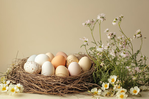 Colorful eggs in a nest, a Photo by Beautiful things