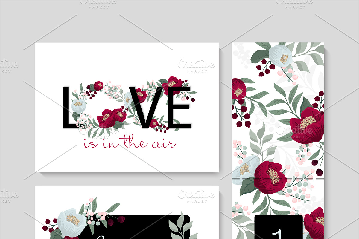 Floral cards template set, an Invitation Template by Doodle_flower