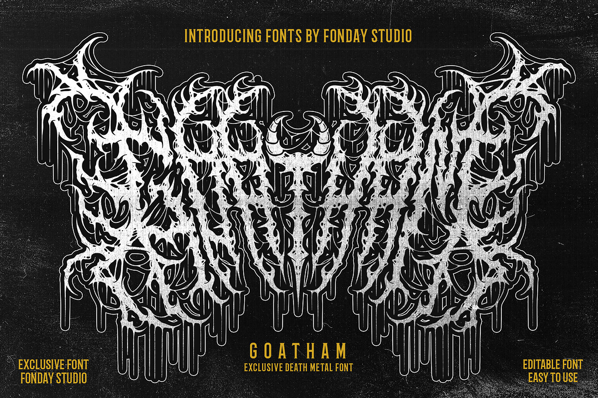 GOATHAM DEATH METAL FONT, a Blackletter Font by Fonday Studio (Photo 1 of 17)